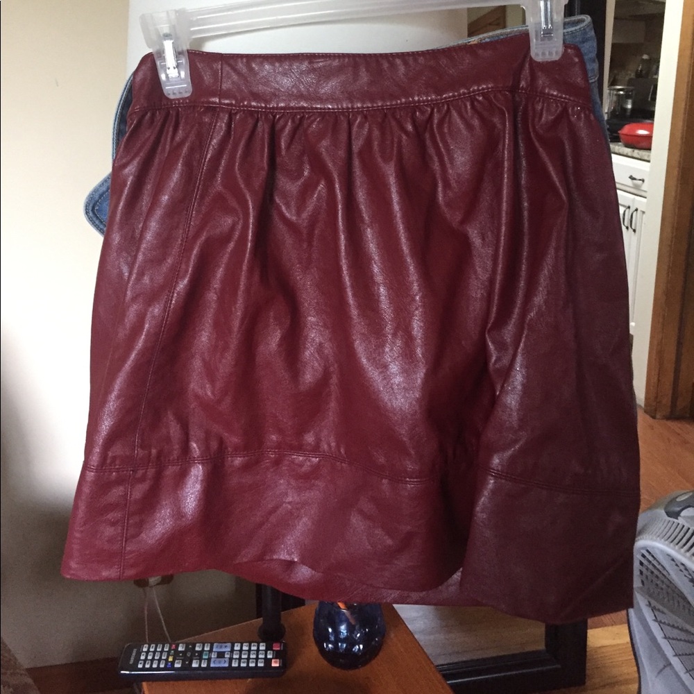 Maroon leather skater skirt